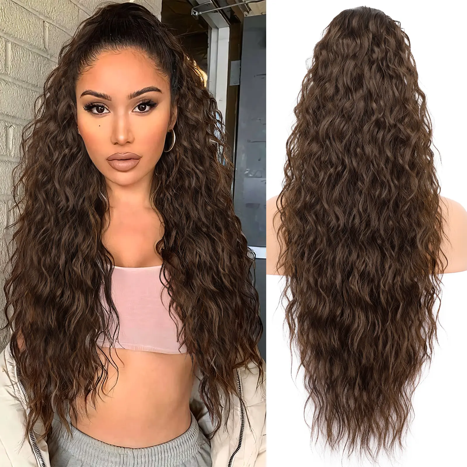 Medium Brown clip Ponytail GTIN