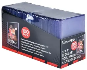Ultra Pro 3x4 Regular Toploader & Card Sleeves 100 Pack Authentic Trading Card Protection Clear Polypropylene Sleeves for Standard Size Cards