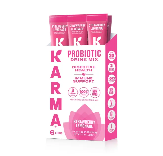 Karma Probiotic Hydration Packet - 6 Pack, Strawberry Lemonade Powder Drink Mix Stick - On-The-Go Immune & Gut Health Support