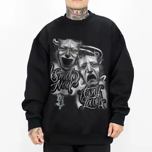 Smile New Cry Later Chicano Clothing, Chicana Art, Cholo Chola outfit Cotton Fabric Menswear Casual, Streetwear hoodie T-Shirt S-3XL