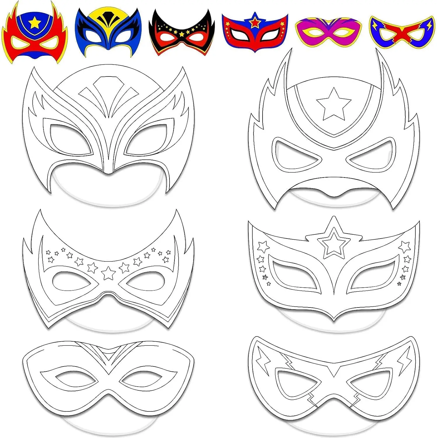 24 Pcs Color Your Own Hero Mask Crafts Hero Party Favors for Kids DIY Super Paper Mask Making Kits Father's Day Decorations Class Home Activity Coloring Game,back to school,back to school haul