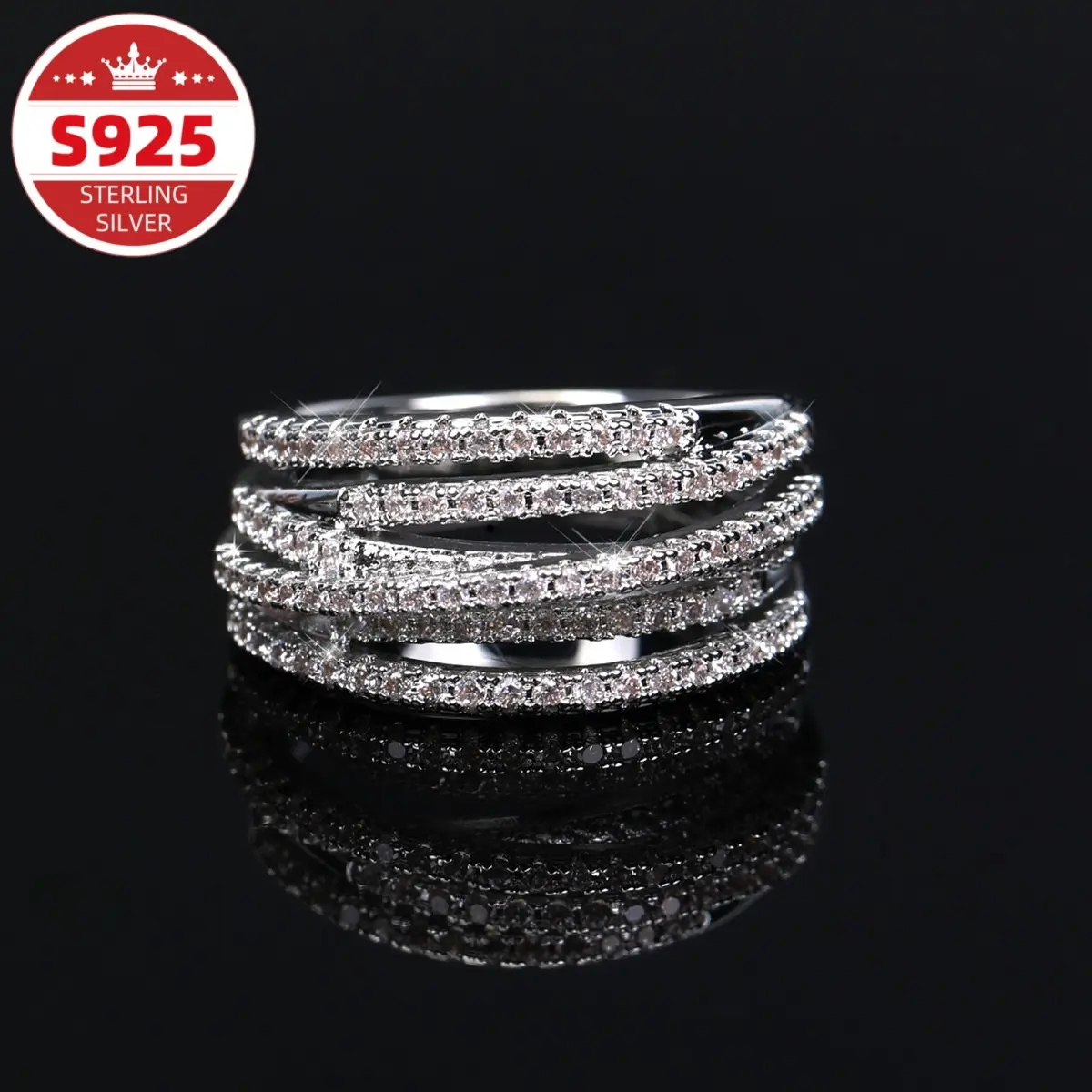 S925 sterling silver women’s ring—colorfast and hypoallergenic, high quality; hip-hop style twisted band design; sparkling commemorative jewelry; women’s jewelry essential for girls; a perfect gift for Valentine’s Day, Mother’s Day, and Carnival/festivals