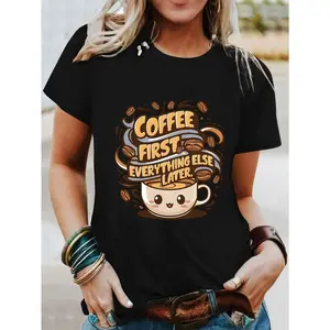 Womens Themed Graphic Tee for Spring & Summer - Soft, Breezy Short Sleeve Top with a Comfortable Round Neck. Perfect for Casual Weekend Vibes, Brunch Dates, Spring Picnics, Summer Outings, and Effortless Shopping Trips.