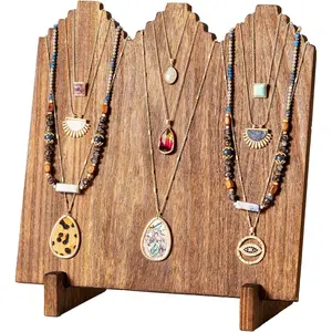 Wooden Freestanding Multiple Necklace Display Stands for Selling, Jewelry Display Holders for Vendors and Craft Show - 1 Pack, Oak