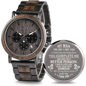 Engraved Wooden Watch for Boyfriend My MAN Fiance Husband Customized Personalized  Watches for Men Birthday Anniversary Personalized Watch