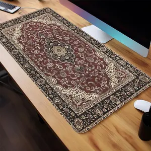 Vintage Oriental Design Large Gaming Mouse Pad, Rectangle Non-slip Rubber Base Stitched Edge Desk Pad, Office Desk Accessories, Corporate Work Desk Accessories, Gaming Desk Accessory for Desk Laptop Desktop, Computer Desk Mat, Aesthetic Desk Accessories
