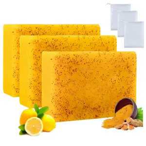 Turmeric Kojic Acid Soap Bars Infused with Retinol Hydrolyzed Collagen Vitamin E & Shea Butter Gentle Care for Face Body & Underarms SLS Free Suitable for Oily & Dry Skin 100g Brightening Soap