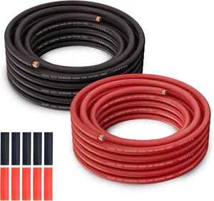 10 Gauge Wire (25FT Each, Red/Black), Copper Clad Aluminum, Low Voltage Automotive Wiring, Battery Cable, 10AWG, Car Audio, Car Amplifier Power or Ground Cable, 10 Heat Shrink Tubing