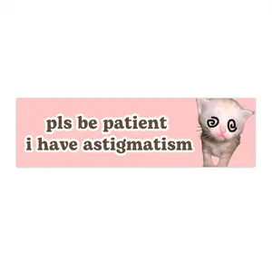 pls be patient i have Astigmatism | Cat Meme Car Magnet | Funny Cute Silly Cat Kitty Pink Car Décor