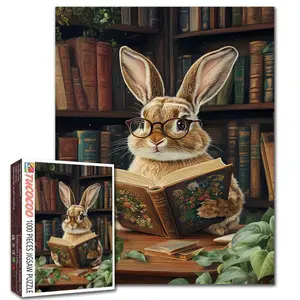 Tucocoo Reading Bunny 1000 Pieces Jigsaw Puzzle for Adult Family Game Stress Relief Brain Challenge Relaxing Wall Art Gift 27.5x20inch 70x50cm