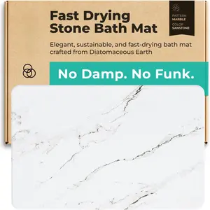 - Stone Bath Mat Diatomaceous Earth Shower Mat Non-Slip Super Absorbent Diatomite Stone Bath Mats for Bathroom Floor Quick Drying  Easy to Clean (23.5 x 15) - Sandstone
