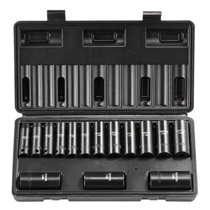 fathersdaygift VEVOR 3/8 Drive Impact Socket Set, 15 Piece Deep Socket Set Metric 8-22mm, 6 Point Cr-Mo Alloy Steel for Auto Repair, Easy-to-Read Size Markings, Rugged Construction, Includes Storage Case