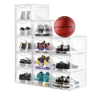 TAYTUU Thicken & Sturdy 3/6/12 Pack Thicken Shoe Organizer Stackable,Shoe Containers For Sport Sneaker Display,Upgraded Sturdy Shoe Storage Box,Plastic Shoe Box,White
