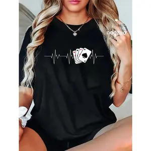 GGOR 100% Cotton Unisex Poker Gambling Casino Gambler Card Game Hand Bluff Fold T-Shirt