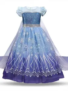 Princess Dress for Girls, Birthday Party Costume, Halloween Carnival, School Performance Wear, Shiny Top, Snowflake Skirt Design