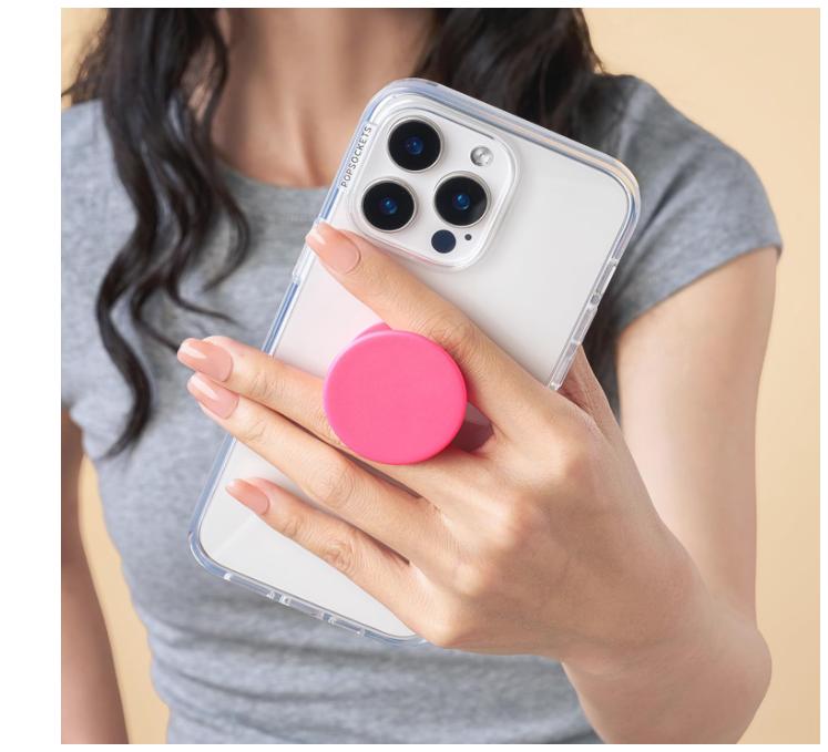PopSockets Phone Grip with Expanding Kickstand, Adhesive Grip - Neon Pink