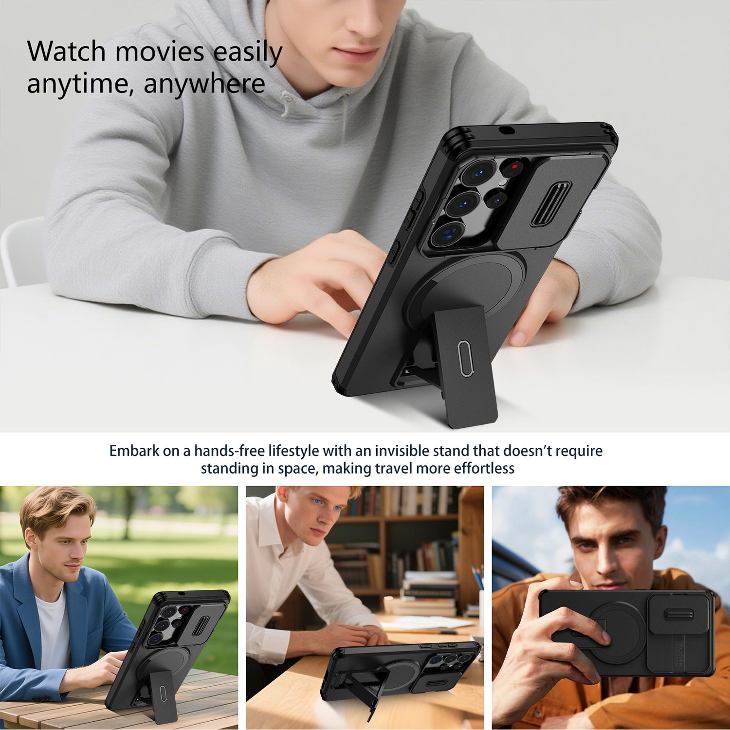 Magnetic Phone Case Compatible with Samsung Galaxy S26 Ultra S25 S24 S23 with Kickstand, Slide Camera Cover, Compatible with MagSafe Wireless Charging Accessory, Shockproof Scratch Resistant Rugged Hard Cover Magnetic Phone Case Compatible with Samsung Galaxy S26 Ultra S25 S24 S23 with Kickstand, Slide Camera Cover, Compatible with MagSafe Wireless Charging Accessory, Shockproof Scratch Resistant Rugged Hard Cover