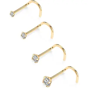 G23 Titanium Nose Studs Nose Piercing  20G Nose Ring L Shaped Corkscrew Straight  CZ Nose Screw for Women Men