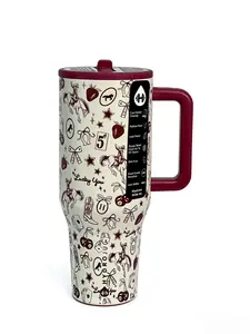 HydroJug Lucky You 40oz Insulated  with Handle, Retro Cowboy Print Stainless Steel Travel Cup, Leakproof Lid, Reusable Iced Coffee  for Women Men, Ideal for Outdoor & Everyday Use can gym school tumbler Set of Glass Jars Mug and Coaster tra