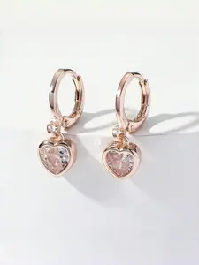 Vintage Sweet Heart Zircon Earrings, Zirconia Inlaid Heart, Mother's Day Valentine's Gift, Romantic Jewelry for Women, Stylish Ear Cuffs, Heart Shape Earrings