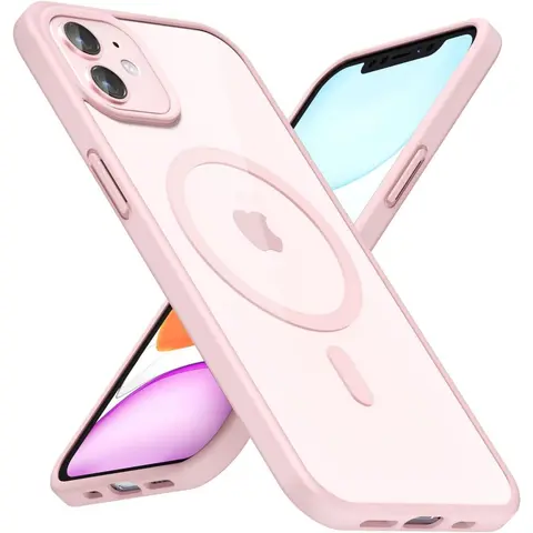 MagSafe-Compatible Aesthetic Crystal Cellphone Case for iPhone 11/12/13/14/15/16/17 Plus Pro Max, Ultra Slim Wireless Magnetic Cover with Silicone Bumper, Transparent Durable Hard Plastic, Shockproof Military-Grade Drop Protective Case for Boys