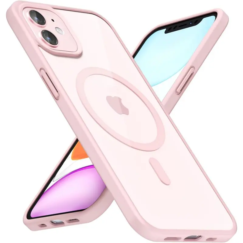 MagSafe-Compatible Aesthetic Crystal Cellphone Case for iPhone 11/12/13/14/15/16/17 Plus Pro Max, Ultra Slim Wireless Magnetic Cover with Silicone Bumper, Transparent Durable Hard Plastic, Shockproof Military-Grade Drop Protective Case for Boys