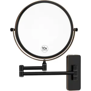 Orb 1X/10X Magnifying Makeup Mirrors for Wall Mounted Makeup Mirror 8 Inch, Double-Sided 10x Magnifying Mirror Wall Mount, Oil Rubbed Bronze (8 Inch, 10X)