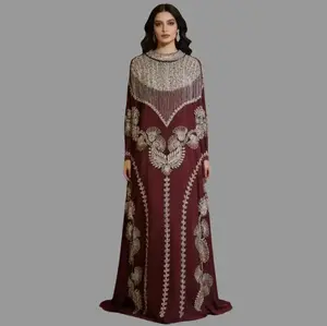 New Luxury Diamond Beaded Gown Modest Evening Dress