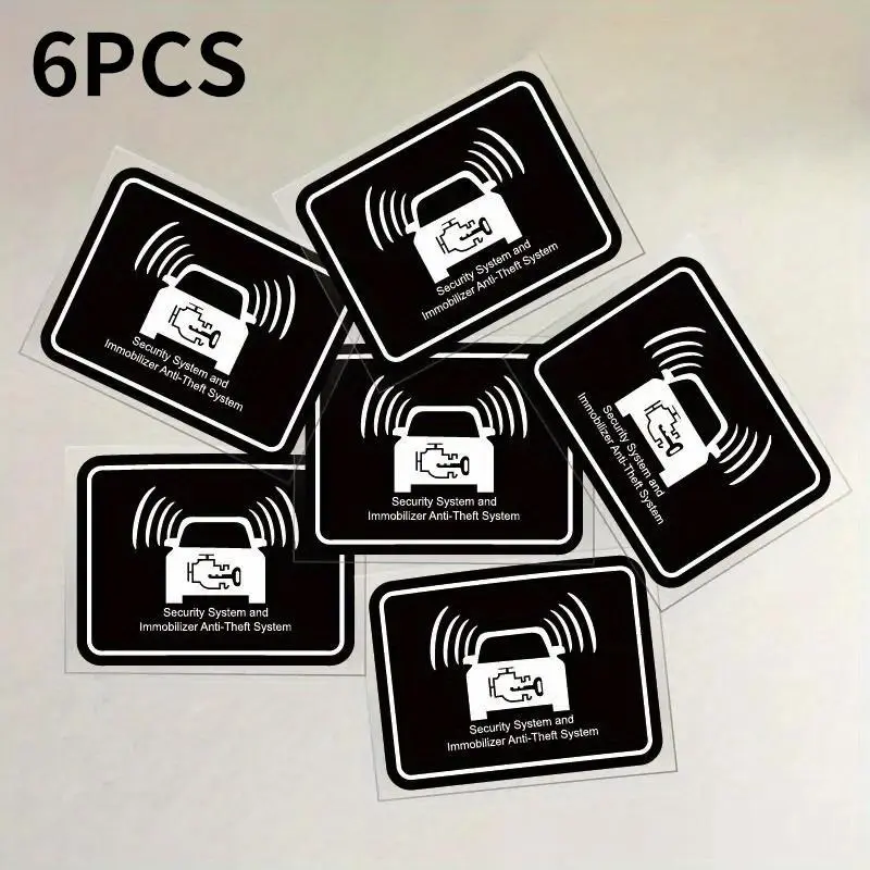 Security & Anti-theft System Sticker, 6 Counts/set Waterproof Car Warning Sticker, Scratch Cover Sticker for Front & Rear Windscreen Triangle Window Trunk Bumper, Car Decals, Car Accessories, Decal For Cars