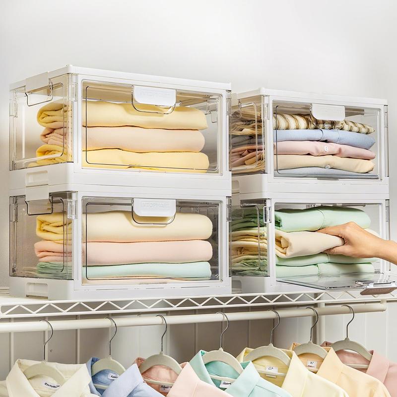 【New Arrrival】Vtopmart Hat Organizer for Baseball Caps,clothing with Clear Holder Box, Large Cap Storage with Sliding Tray, Stackable Rack Display Case & Magnetic Door, New Year Hauls