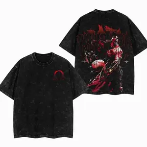 Kratos God of War 3  Retro Vintage Menswear Gift movie fans Top Apparel Classic Oversized Seamless Simple Straight Man Clothes Cotton designer shirts, graphic tees, men gifts, ,Graphic Streetwear T-shirt tees  good