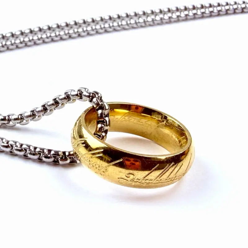 The Lord of the Rings, The Ring on Steel Necklace Chains, 24" Long, 2.5mm Diameter, Beautiful Gold or Silver Color Coating