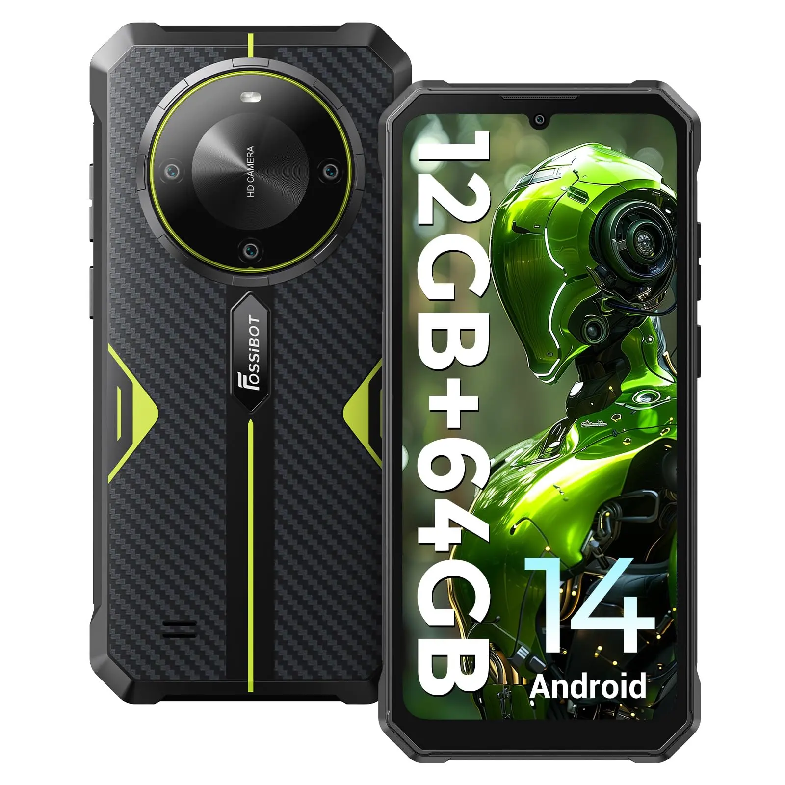 【DealsForYouDays】FOSSIBOT F105 Rugged Smartphone Unlocked, Android 14, 10300mAh Large Battery 12+64GB/128GB Storage 6.75" FHD Display 8MP+20MP Camera IP68/IP69K Waterproof Cell Phone 4G Dual SIM OTG(NOT compatible with AT&T,Cricket,Verizon,Sprint etc)