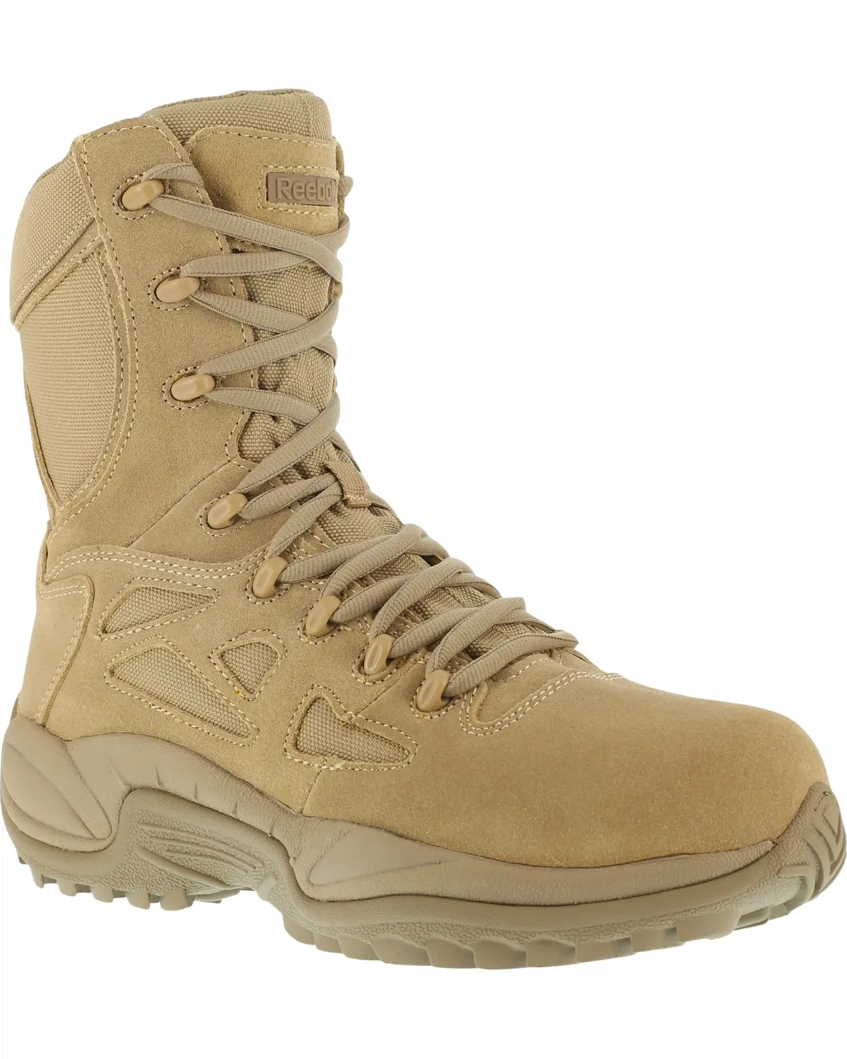Reebok Men's Men'S Stealth 8" Lace-Up Side-Zip Desert Khaki Work Boot - Rb8894