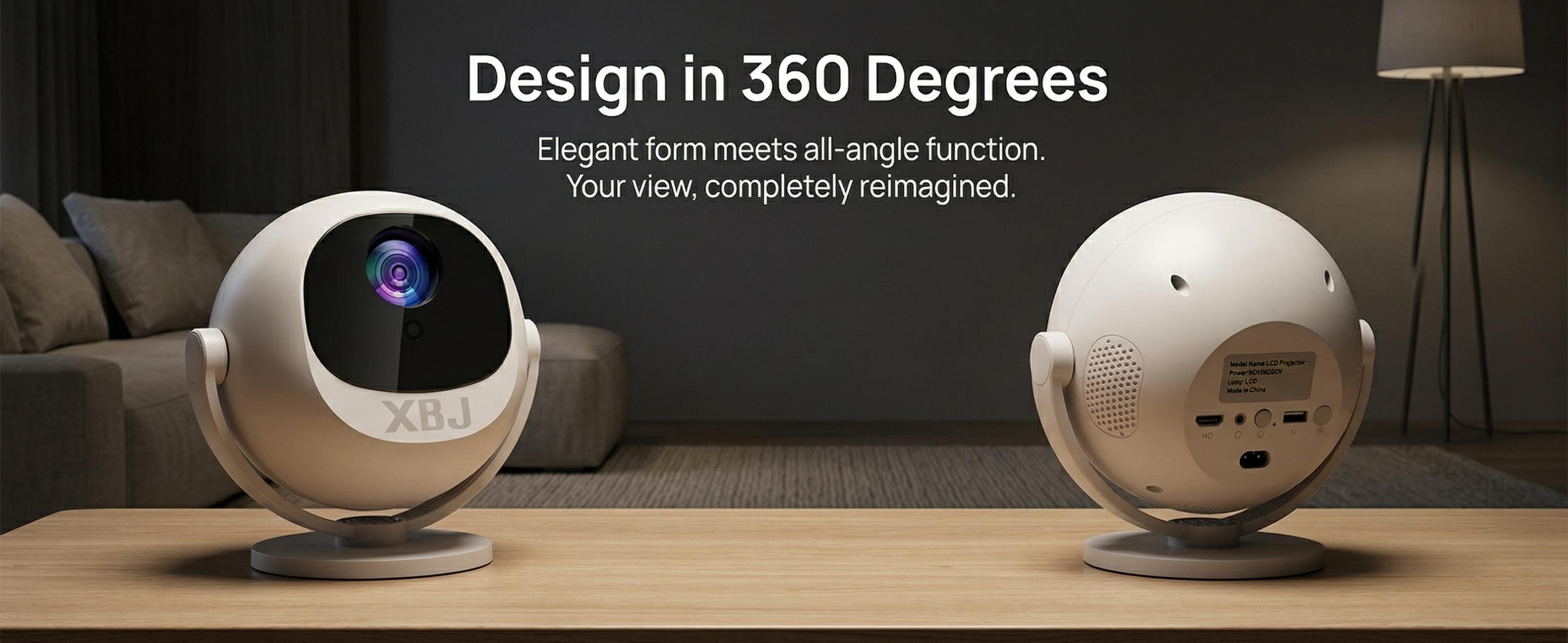 XBJ New Drops Supports 4K,350ANSl  2.4/5G WiFi 360° HD Projection Dual band  Electric Focus Wireless BT6.0 LED 150 InchScreen Built-in Speaker Multifunctional Projector for HomeCinema and Chri Outdoor stmas Gifts New Year Gifts Theater-Grade High-quality