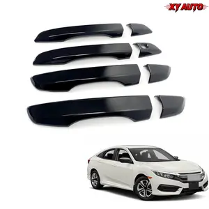 Glossy Black Exterior Door Handle Covers Trim, Compatible with 10th Gen Honda Civic Sedan Hatchback Coupe Type R 2016-2021, Without Smart Entry Keyhole Car Exterior Decoration Accessories