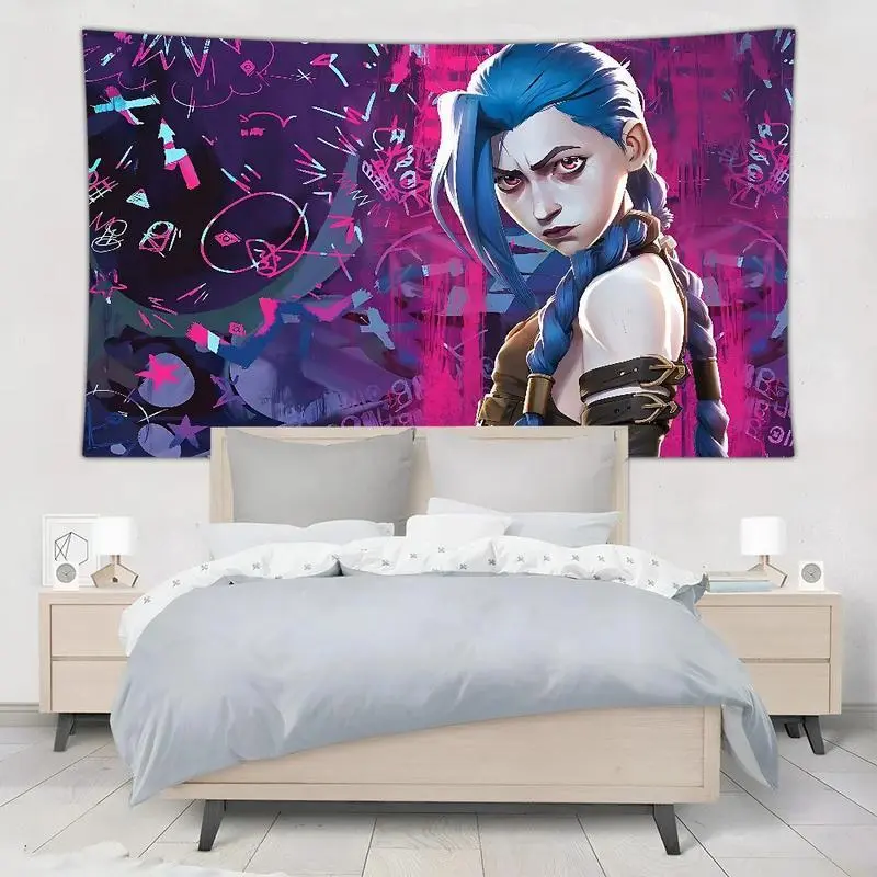 Tapestry  Jinx Arcane Tapestry Wall Hanging Tapestry Art Deco Blanket Curtain Hanging At Home Bedroom Living Room Decor Decoration Modern Design summerwins