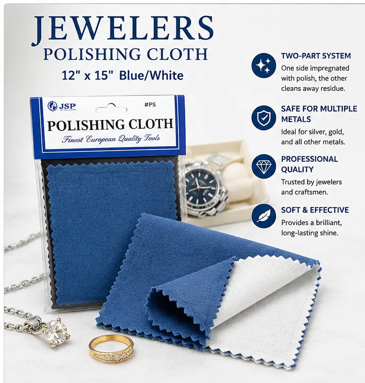 JSP Jewelers Polishing Cloth 12x15 Gold Silver Jewelry Cleaning Tarnish Cloth