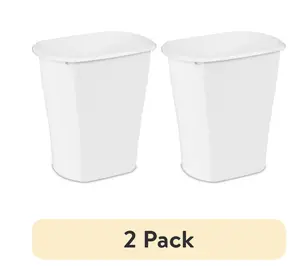 2-Pack Bathroom Trash Cans – 3 Gallon White Plastic Open Top Bins