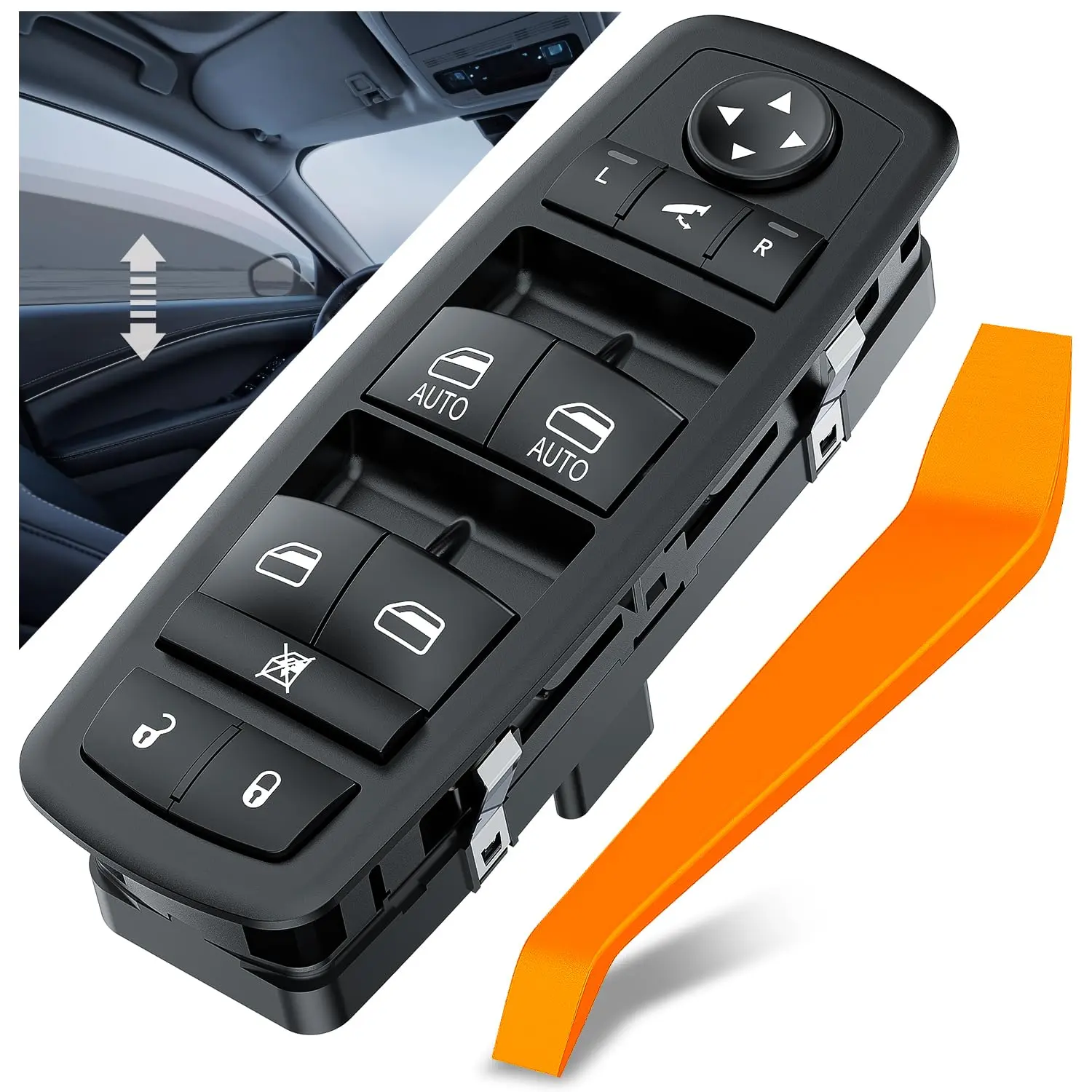 Nilight Power Master Automotive Window Switch - ABS Plug-and-Play Vehicle Replacement Set, OE-Like Look, Compatible with 2012-2015 Chrysler Town & Country, 2012-2016/2017-2019 Dodge Grand Caravan, 2013-2017 Ram 1500/2500/3500 Car Accessory, Pa6-Gf30+Abs