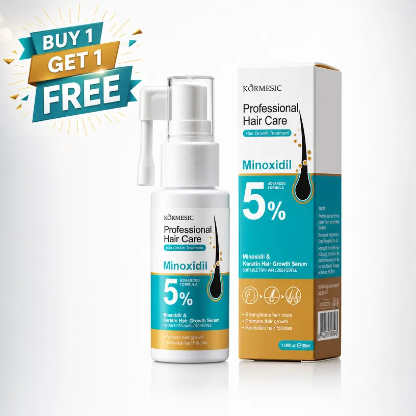 KORMESIC 5% Minoxidil Hair Regrowth Serum 30ml - Clinically Proven Anti-Hair Loss Solution, Daily Professional Haircare with Follicle Awakening Formula