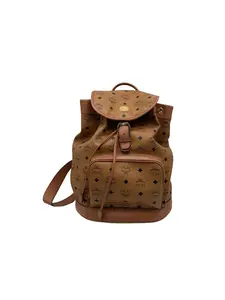 Pre-owned MCM Classic Visetos Monogram Drawstring Backpack/wj04127043/7043