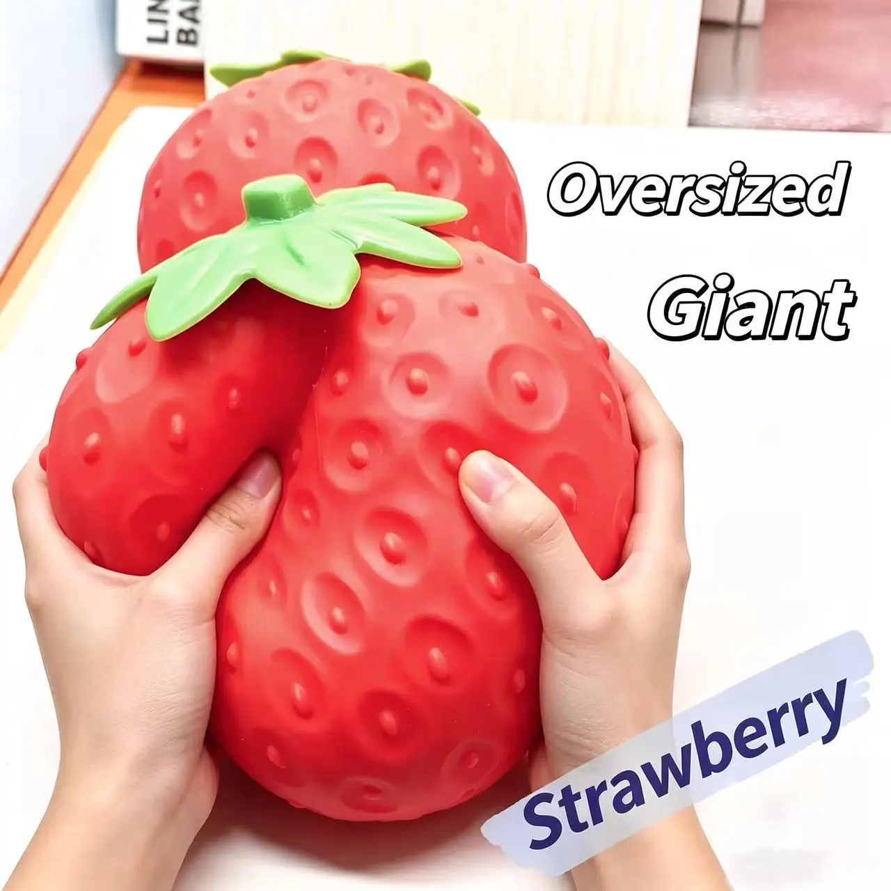 Giant Strawberry Slow Rising Squishy Toy, 5.75 Inch Jumbo Fruit Fidget Squeeze Toy, Stress Anxiety Relief Soft Decompression Sensory Toy Gift for Kids Adults