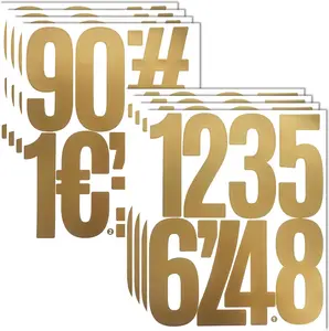 8 Sheets Large 5 Inch Gold Number Stickers 0-9 Numbers,lf Adhesive Alphabet Number Sticker,for Mailbox,Bins, Hou Nummber(8 Sheets Gold)