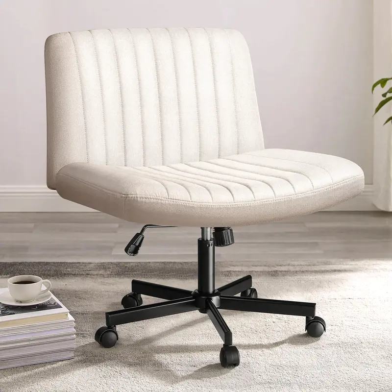 PUKAMI Criss Cross Rolling Chair - Adjustable Armless Ergonomic Seat, Modern Indoor Furniture, 360° PU Nylon Silent Wheels, 4.7-inch Height for Home Office Desk Use with Friends & Family
