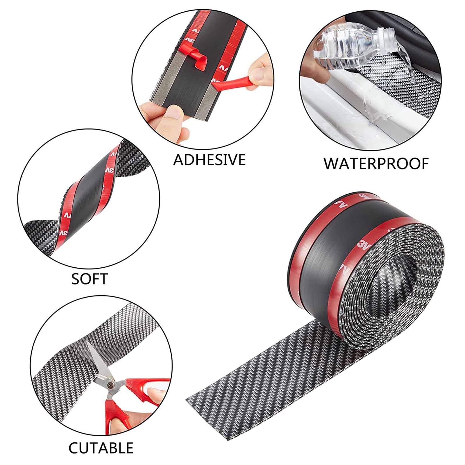 Car Door Edge Entry Guards Waterproof Carbon Fiber Threshold Protector Tape Multipurpose Carbon Fiber Car Door Sill Guard Protector Self-Adhesive Flexible Car Sticker Protector for Car SUV Truck Door Entry Guards Car Door Edge Entry Guards Waterproof Carbon Fiber Threshold Protector Tape Multipurpose Carbon Fiber Car Door Sill Guard Protector Self-Adhesive Flexible Car Sticker Protector for Car SUV Truck Door Entry Guards