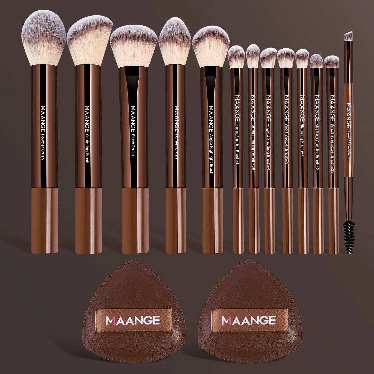 MAANGE 15pcs Makeup Tools Including 13pcs Makeup Brushes + 2pcs Marshmallow Air Cushion Puffs, Cosmetic Brushes for Flawless Application, Gift for Beauty Enthusiasts, Various Brush Types, Brush Combo, Makeup Brushes Set, Cosmetics Brush Set