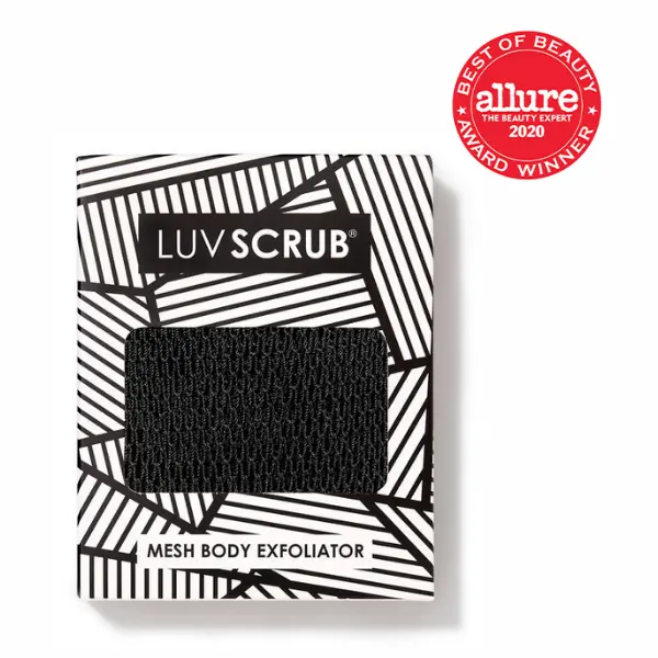 LUV SCRUB MIDNIGHT Authentic African Exfoliating Mesh Sponge,Ghana Loofah Washcloth Scrubber for Smooth Skin, Body Exfoliator Korean Scrub for Bathroom, Estheticians, Waxing salons, Spa, Gym, Gift for Girlfriend, Allure Best of Beauty Award Winner