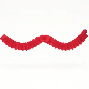 Vibrant Red Tissue Paper Garland - 12 ft