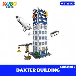 [KUBO-bricks](SHIP FREE)Fantastic 4 Modular Baxter Building Classic Space Academy Super Heroes With Gift Box 71.6*27*27cm